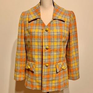 Amazing! Vintage Hand Tailored Plaid Wool Blend Blazer by Harrods of California